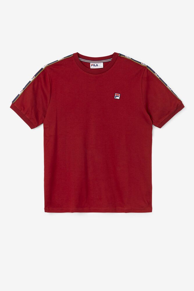 Fila T-Shirt Oliver Mens Red - India MEO-028193